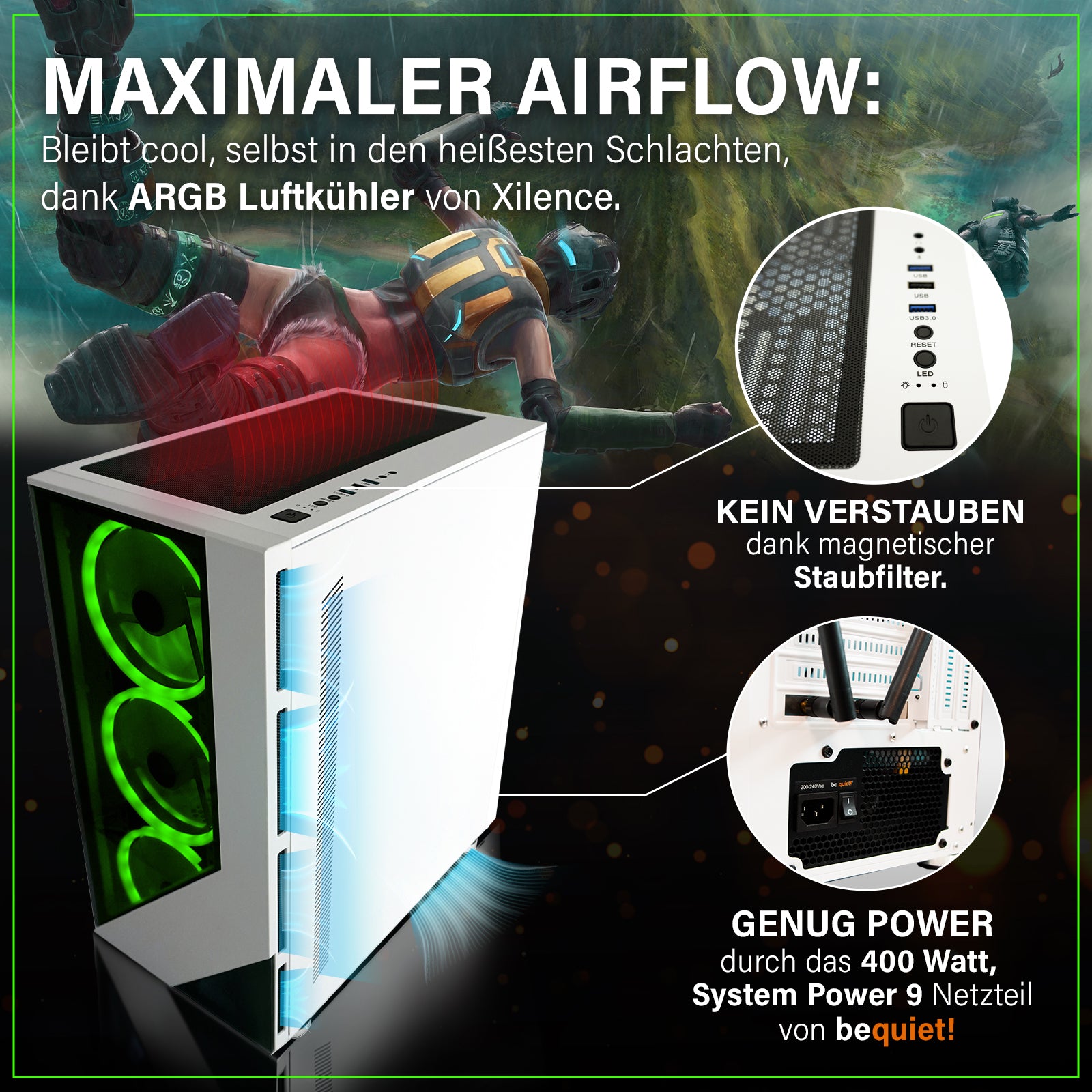 GREED® MK3 Entry - Gaming PC, Gaming Computer mit Intel Core i3 12100F + GTX 1660 GREED® MK3 Entry - Gaming PC, Gaming Computer mit Intel Core i3 12100F + GTX 1660